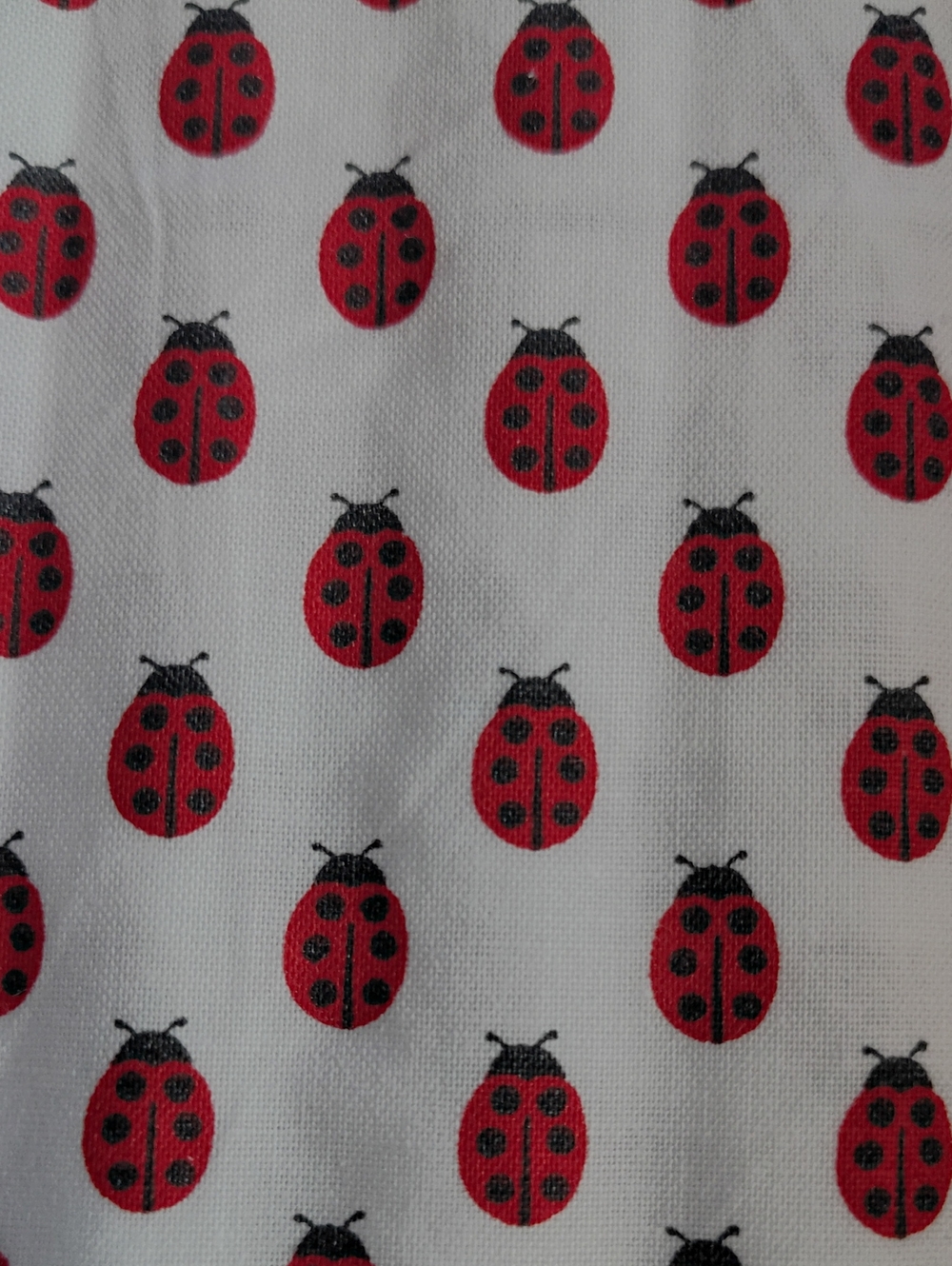 Ladybug Print Cotton Fabric - Red and Black on White - 4 Fat Quarter Bundle